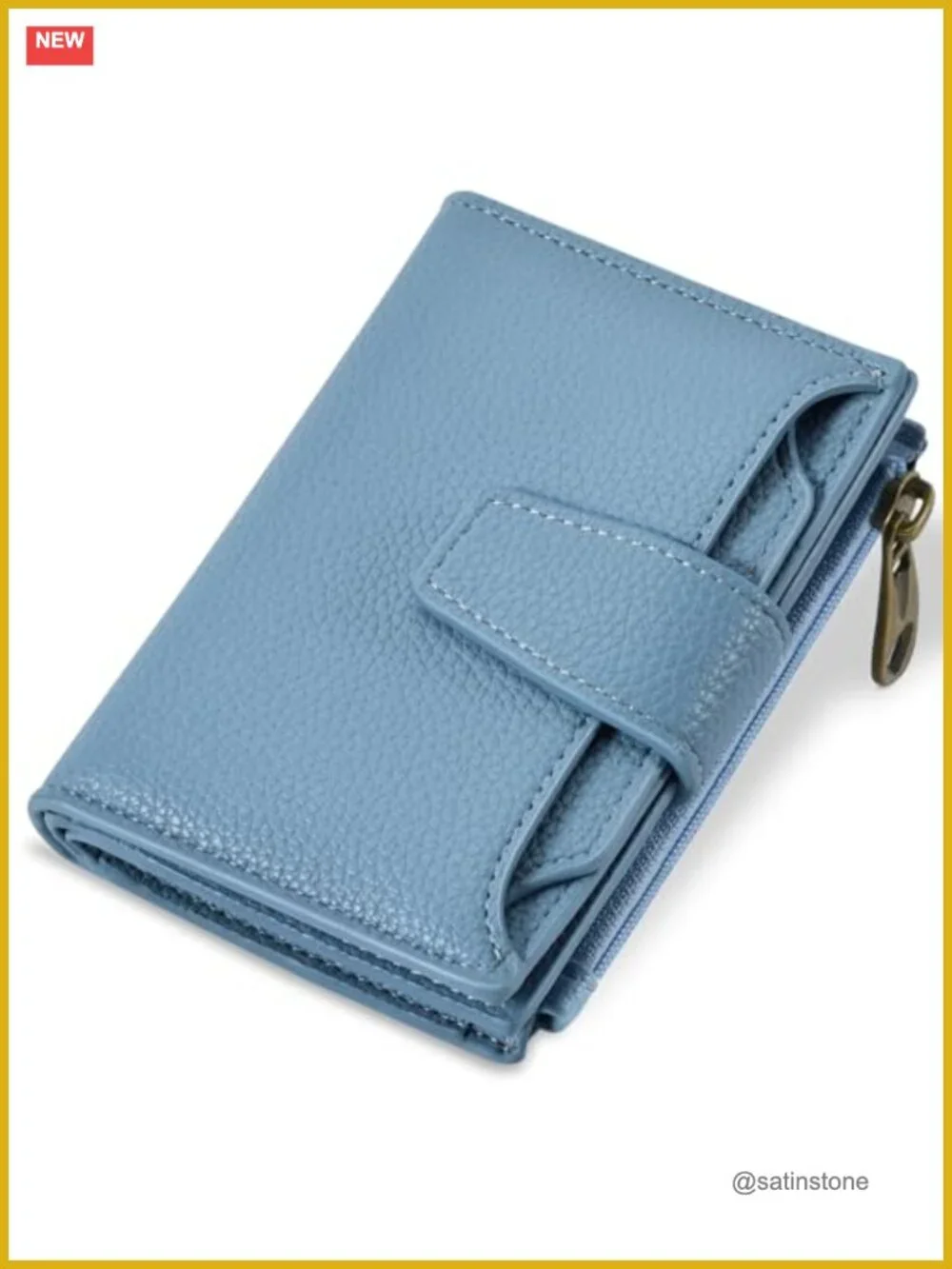 Women's RFID Blocking Leather Bifold Compact Wallet with Zipper Coin Pocket